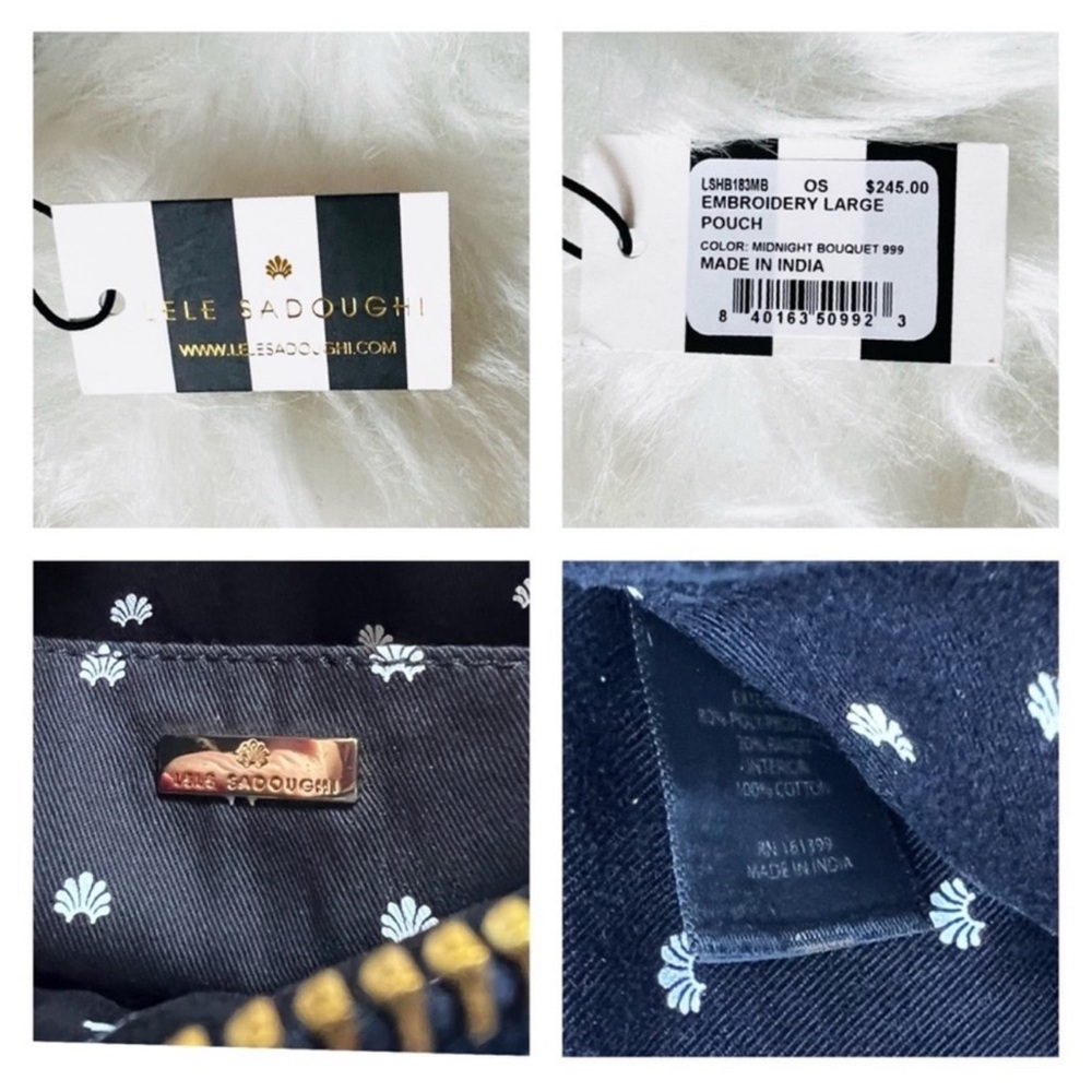 New! LELE SADOUGHI Embroidered Floral Clutch Pouch Double-Sided Midnight Bouquet - Picture 13 of 13